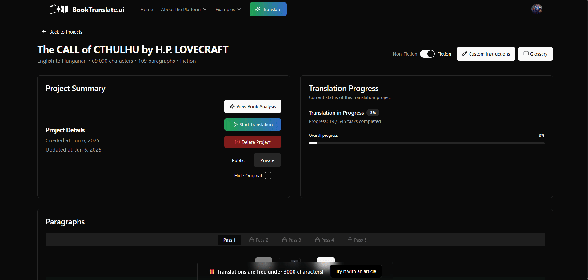 AI performing 5-pass translation and refinement - Desktop View